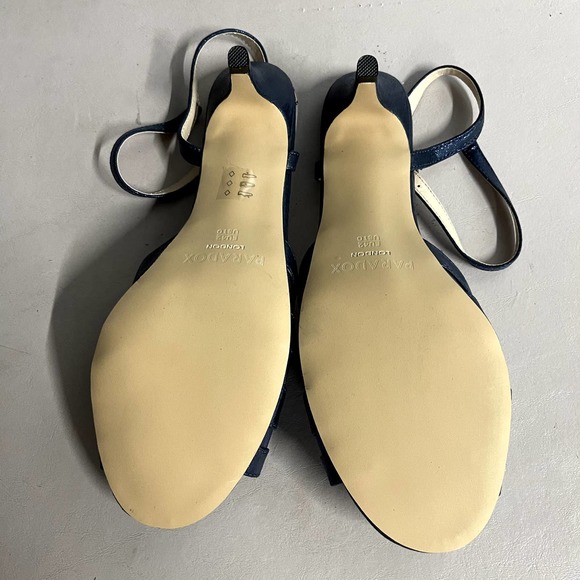 Paradox London Women's Navy Shimmer Wide Fit Kitten Heel Sandal - Size 10M - Picture 9 of 9